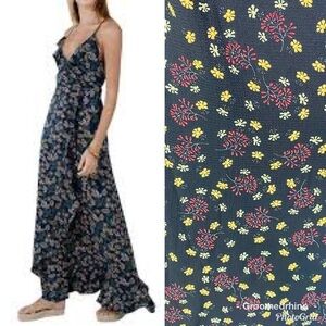 Molly Bracken Boho Floral Soft Ruffle V Neck Maxi Dress Size XS